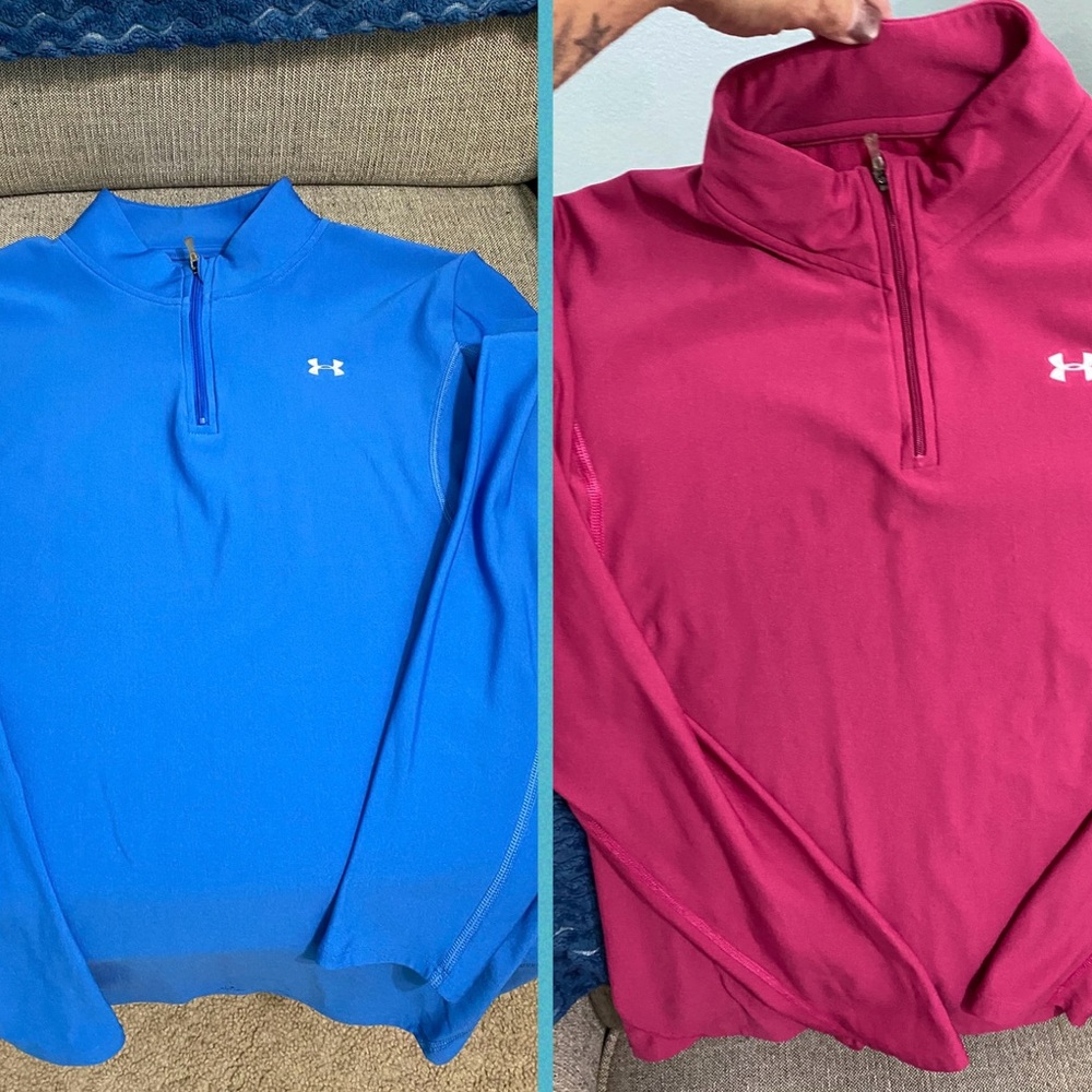 2 Under Armour Women's Half Zip - Royal Blue and Raspberry Pullovers